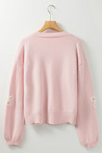 Load image into Gallery viewer, Flower Round Neck Dropped Shoulder Sweater
