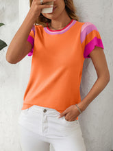 Load image into Gallery viewer, Mandy Contrast Round Neck Short Sleeve Knit Top
