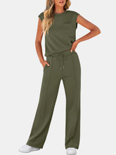 Load image into Gallery viewer, Full Size Round Neck Top and Drawstring Pants Set
