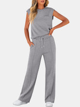 Load image into Gallery viewer, Full Size Round Neck Top and Drawstring Pants Set
