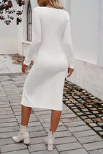 Load image into Gallery viewer, Slit V-Neck Long Sleeve Midi Dress
