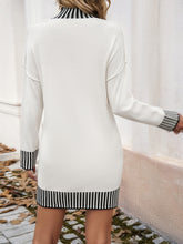 Load image into Gallery viewer, Striped Mock Neck Long Sleeve Sweater Dress
