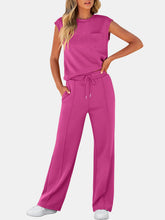 Load image into Gallery viewer, Full Size Round Neck Top and Drawstring Pants Set
