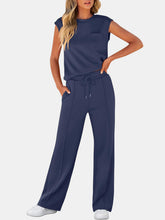 Load image into Gallery viewer, Full Size Round Neck Top and Drawstring Pants Set
