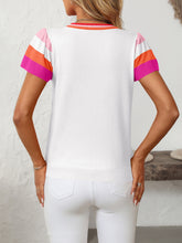 Load image into Gallery viewer, Mandy Contrast Round Neck Short Sleeve Knit Top
