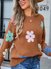 Load image into Gallery viewer, Flower Round Neck Long Sleeve Sweater
