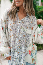 Load image into Gallery viewer, Floral Collared Neck Long Sleeve Shirt
