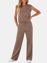 Load image into Gallery viewer, Full Size Round Neck Top and Drawstring Pants Set
