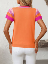 Load image into Gallery viewer, Mandy Contrast Round Neck Short Sleeve Knit Top
