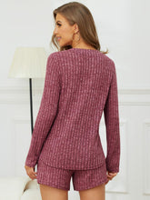 Load image into Gallery viewer, Ribbed Round Neck Top and Shorts Set
