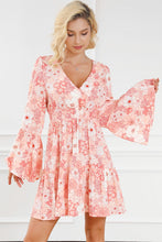 Load image into Gallery viewer, Smocked Printed Flare Sleeve Mini Dress
