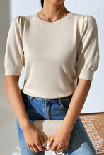 Load image into Gallery viewer, Round Neck Puff Sleeve Knit Top
