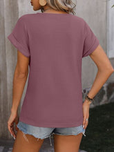 Load image into Gallery viewer, Cable-Knit Round Neck Short Sleeve T-Shirt
