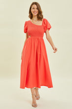 Load image into Gallery viewer, HEYSON Smocked Cutout Midi Dress
