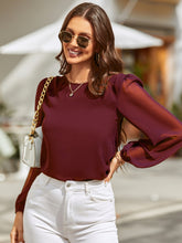 Load image into Gallery viewer, Round Neck Balloon Sleeve Blouse
