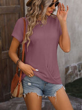 Load image into Gallery viewer, Cable-Knit Round Neck Short Sleeve T-Shirt
